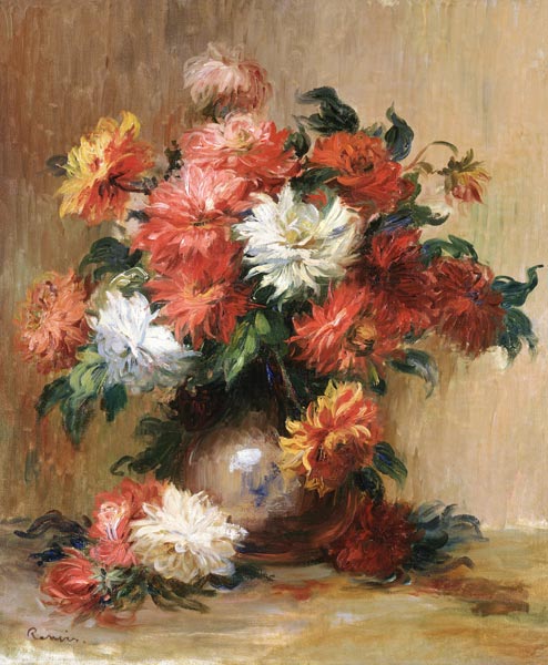 Still life with dahlias à Pierre-Auguste Renoir