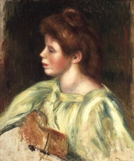 Portrait of a Woman Playing the Guitar à Pierre-Auguste Renoir