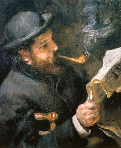 Claude Monet (1840-1926) lisant le journal à Pierre-Auguste Renoir