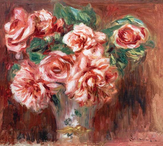 Roses in a Vase à Pierre-Auguste Renoir