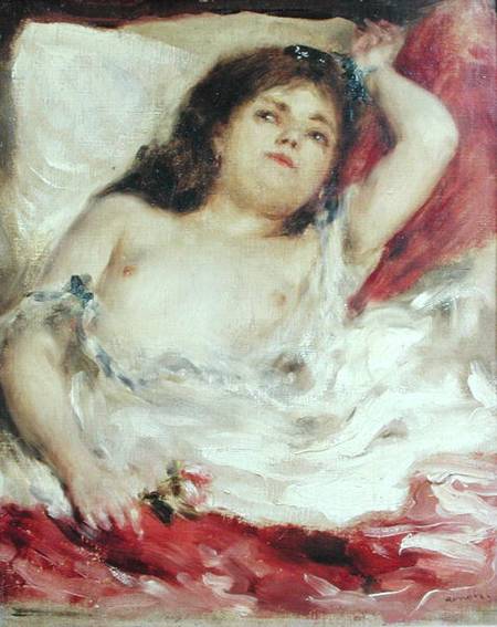 Semi-Nude Woman in Bed: The Rose à Pierre-Auguste Renoir