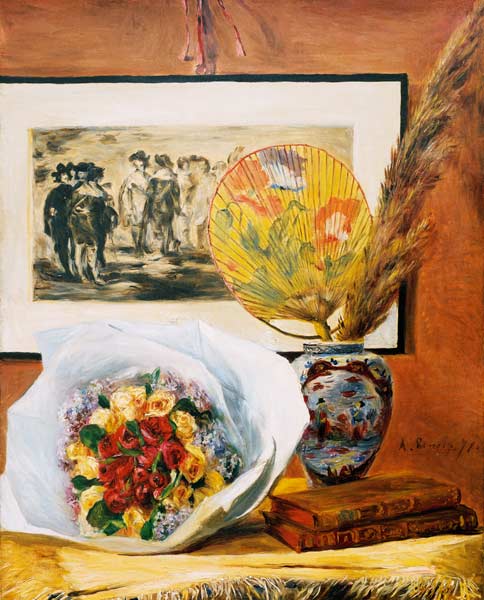 Renoir/Still life wit.bouquet a.fan/1871 à Pierre-Auguste Renoir