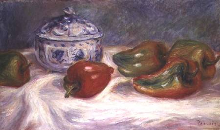 Still life with a sugar bowl and red peppers à Pierre-Auguste Renoir