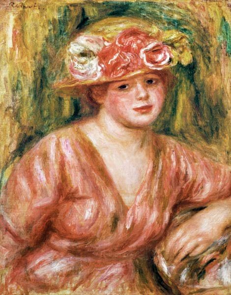 The Rose Hat or Portrait of Lady Hessling à Pierre-Auguste Renoir