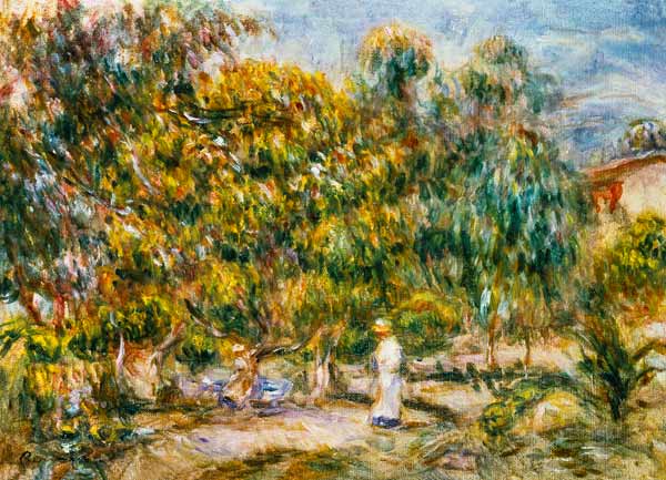 La femme en blanc dans le jardin des Colettes à Pierre-Auguste Renoir