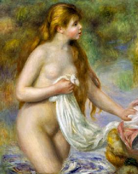 Bather with long hair