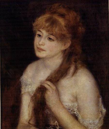 Young Woman Braiding her Hair à Pierre-Auguste Renoir
