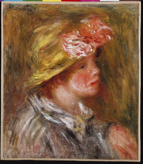Young Woman in a Flowery Hat (Portrait of Andree) c.1917 à Pierre-Auguste Renoir
