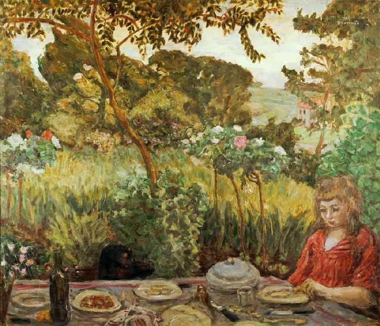 Fin de repas au jardin à Pierre Bonnard