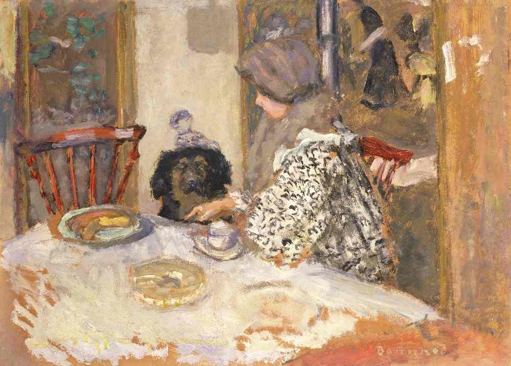 Woman with a Dog at the Table à Pierre Bonnard