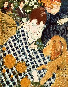 Mère avec l'enfant et le chien. à Pierre Bonnard