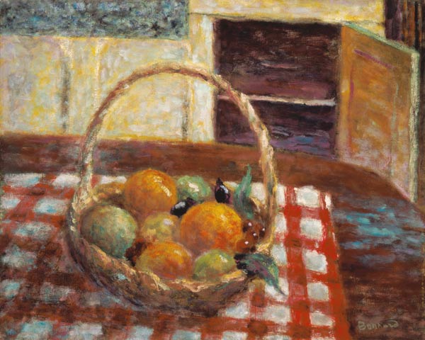 Basket of fruit on a table à Pierre Bonnard