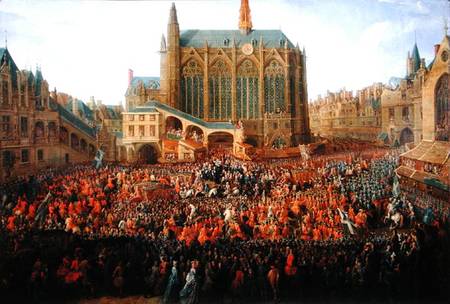 The Departure of Louis XV (1710-74) from Sainte-Chapelle after the 'lit de justice' which ended the à Pierre-Denis Martin
