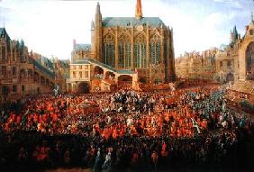 The Departure of Louis XV (1710-74) from Sainte-Chapelle after the 'lit de justice' which ended the
