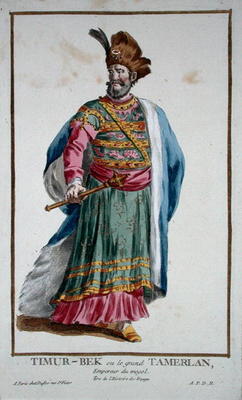 Tamburlaine (1336-1405) from 'Receuil des Estampes, representant les Rangs et les Dignites, suivant à Pierre Duflos
