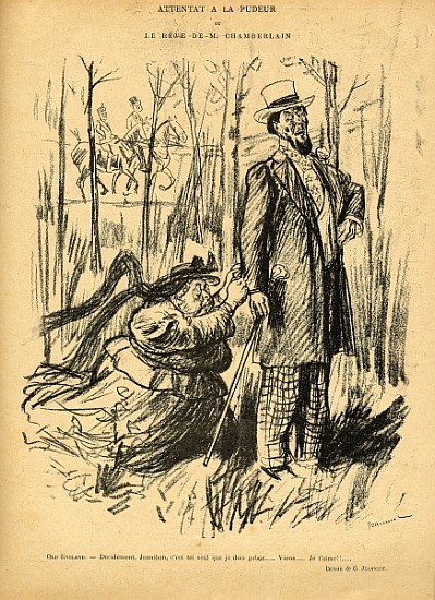 An Assault on Modesty or Mr. Chamberlain''s Dream, from ''Le Rire'', 28th May 1898 à Pierre Georges Jeanniot