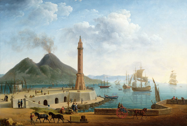 View of Vesuvius from the Harbour of Naples à Pierre Joseph Petit