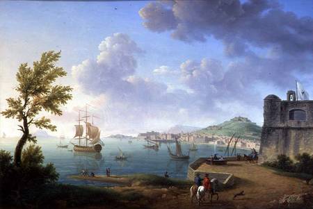 View of Naples from the Castel dell'Ovo to Mergellina à Pierre Joseph Petit