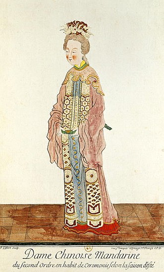 Portrait of a Mandarin Woman of the Second Order Wearing a Summer Ceremonial Costume, from ''Estat P à Pierre Père Bouvet 1647, Giffart