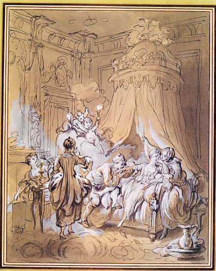 The Wedding Night (watercolour & ink on paper) à Pierre Antoine Baudouin