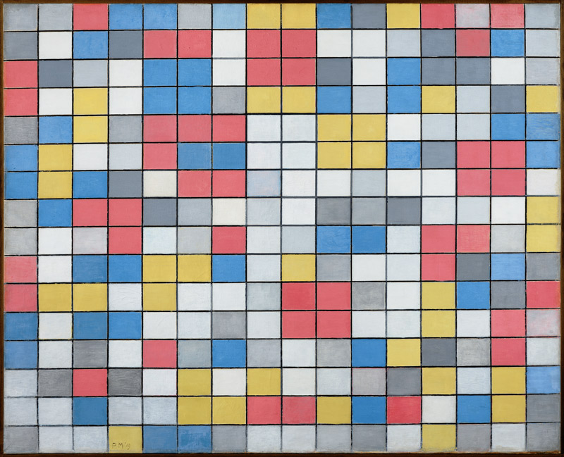 Composition with Grid 9: Checkerboard Composition with Light Colours à Piet Mondrian