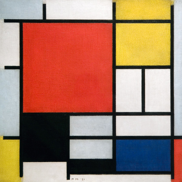 Composition avec rouge, jaune, bleu et noir  à Piet Mondrian