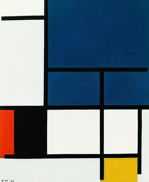 Composition with big blue space à Piet Mondrian
