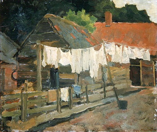 Farmhouse with Wash on the Line à Piet Mondrian