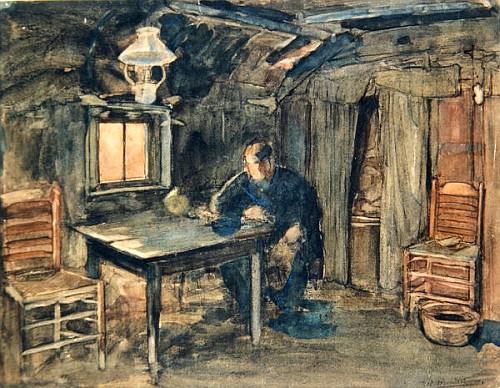 Hannes Van Nistelrode Seated in His Farmhouse à Piet Mondrian