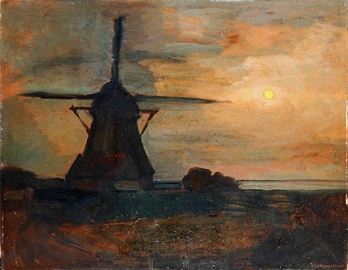 Oostzijdse Mill in Moonlight à Piet Mondrian