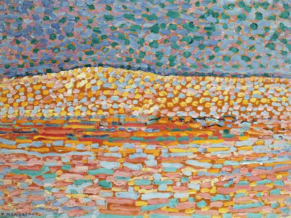 Pointillistische Studie einer Düne, mit leichter Erhebung auf der linken Seite à Piet Mondrian