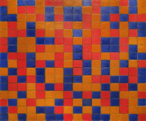 Composition with Grid 8; Checkerboard Composition with Dark Colours à Piet Mondrian