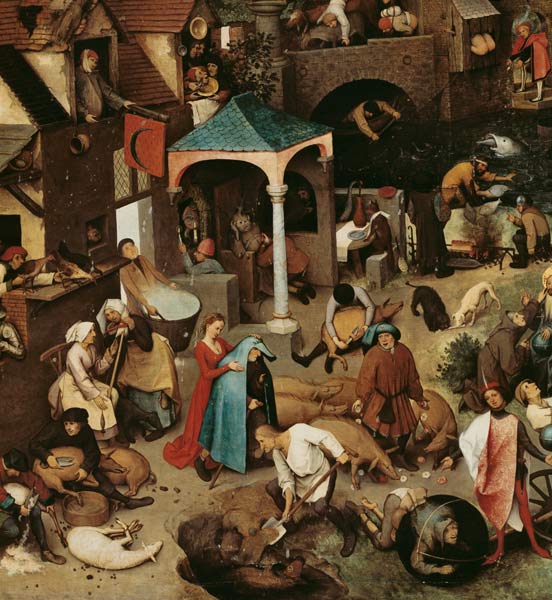 les proverbes néerlandais, Détail du milieu en bas à Pieter Brueghel l'Ancien