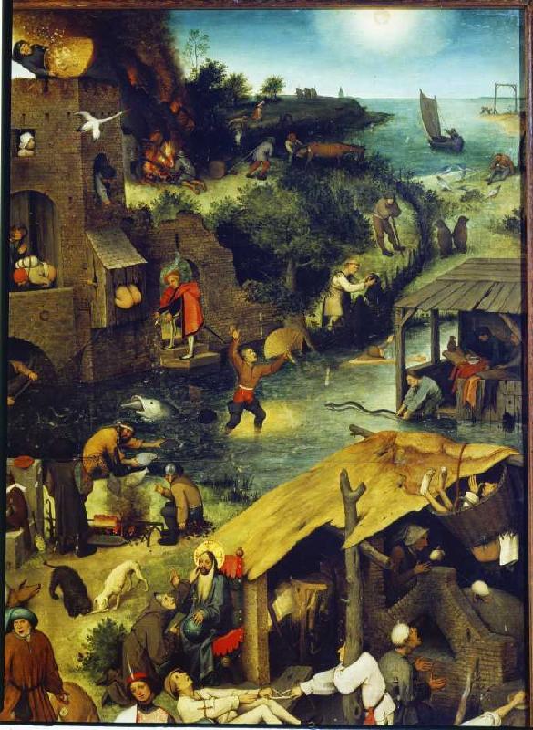 les proverbes néerlandais, Détail en haut à droite à Pieter Brueghel l'Ancien