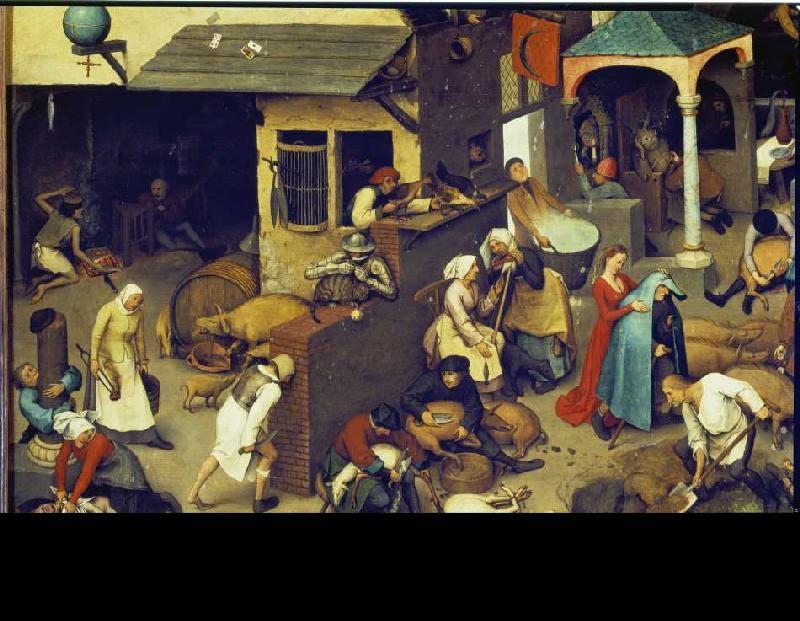 les proverbes Détail néerlandais en bas à gauche à Pieter Brueghel l'Ancien