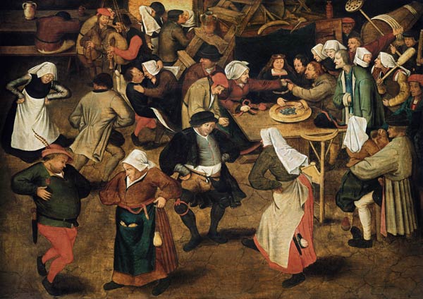 Der Hochzeitstanz in der Scheune. à Pieter Brueghel le Jeune