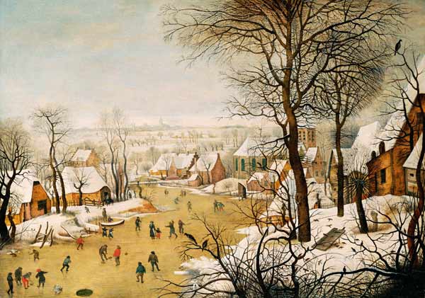 A Winter Landscape with Skaters and a Bird Trap à Pieter Brueghel le Jeune