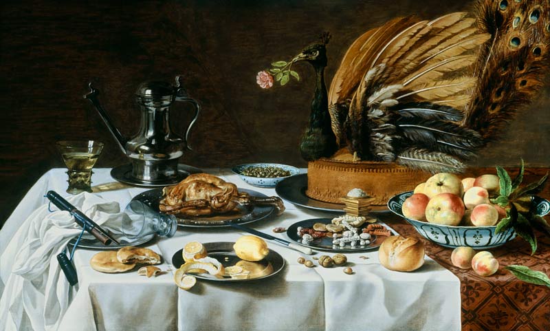 Still Life with a Peacock Pie à Pieter Claesz