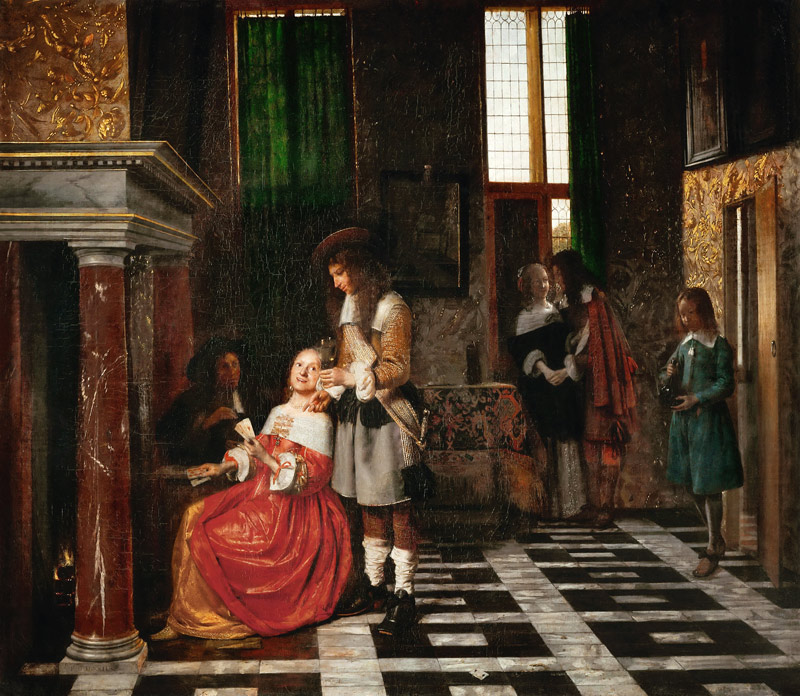 Card Players in an Opulent Interior à Pieter de Hooch