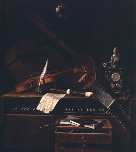Still life with musical instruments à Pieter Gerritsz. van Roestraten