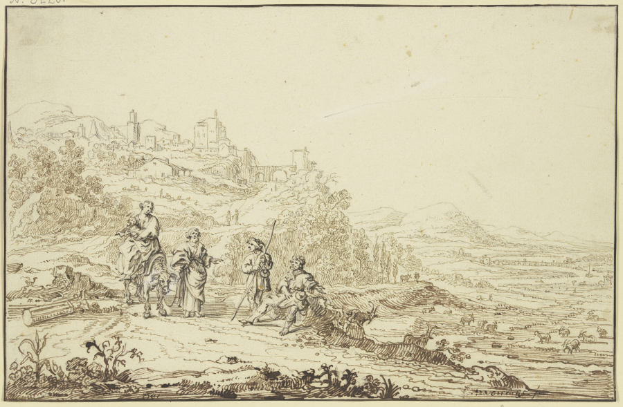 Landschaft mit Hirten und der Flucht nach Ägypten à Pieter Moninckx