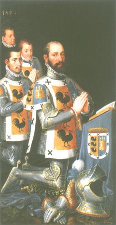 portrait de Juan López Gallo avec trois fils
