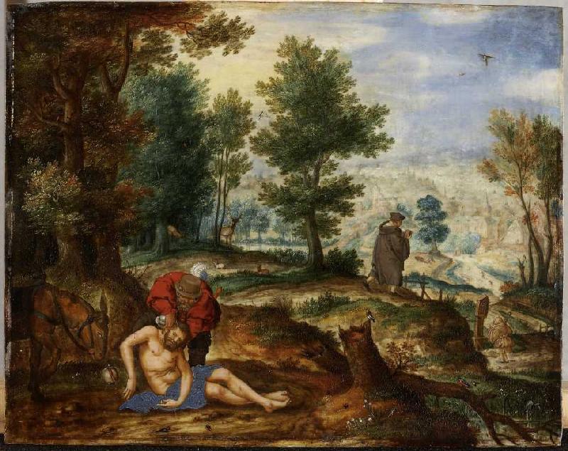 Landschaft mit barmherzigen Samariter. à Pieter Stevens