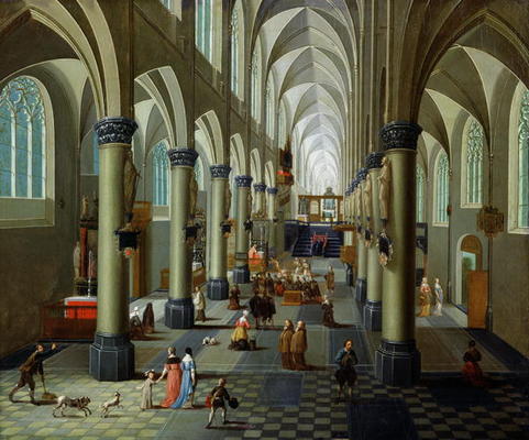 Interior of a Church (oil on panel) à Pieter l'Ancien Neeffs