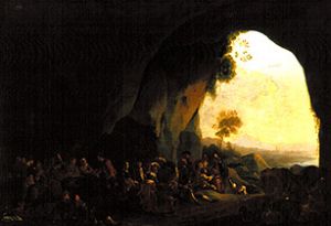 Personnes nationales italiennes avec une dance et un jeu dans un grotte à Pieter van Laer