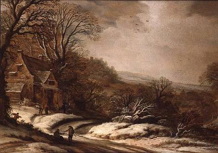 Winter Landscape with Cottages à Pieter van Santvoort