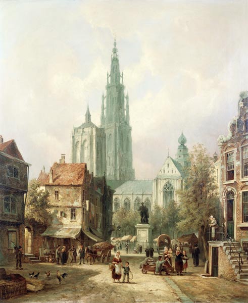 Eine Ansicht von Antwerpen à Pieter Cornelis Dommershuijzen