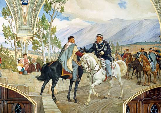 The Meeting Between Giuseppe Garibaldi (1807-82) and King Vittorio Emanuele II (1820-78) on the 26th à Pietro Aldi