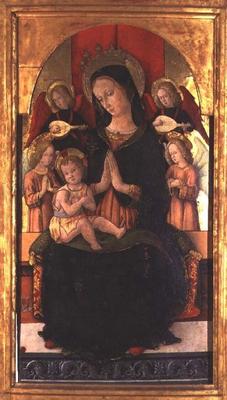 Madonna and Child with Angels (tempera on panel) à Pietro Alemanny