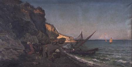 Fishermen in a Cove at Sunset à Pietro Barucci